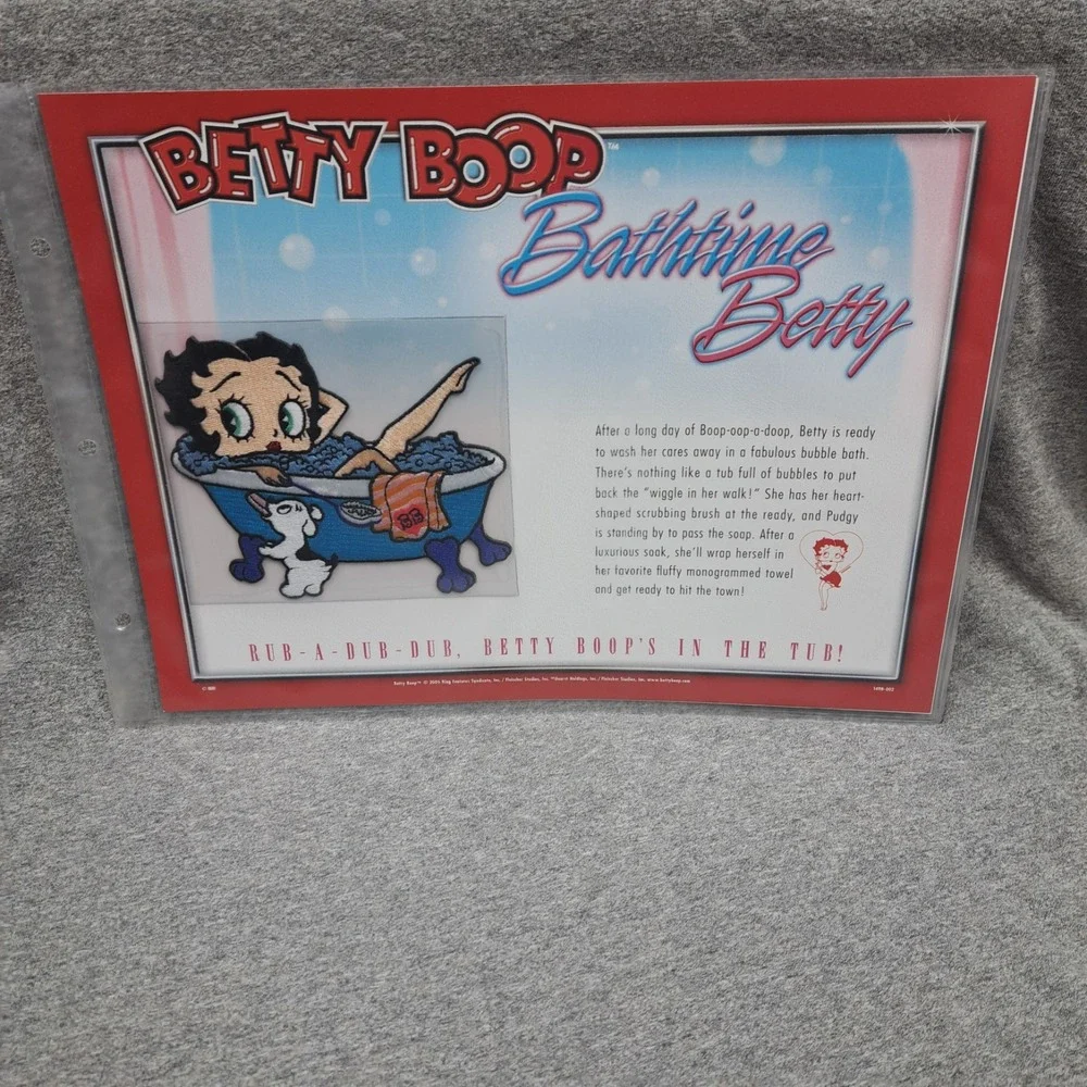 Betty Boop Patch Bathtime Betty Pudgy Clothing Bag Patch Collectible Vintage New